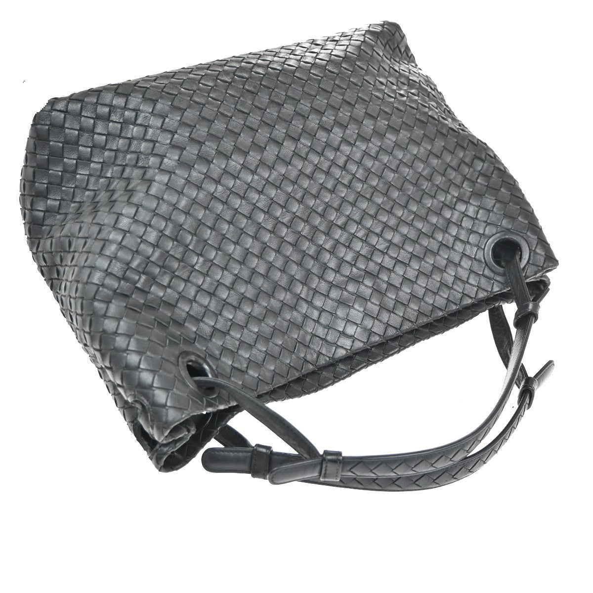 BOTTEGA VENETA Logo Intrecciato Shoulder Bag Leather Black Italy 664RL708