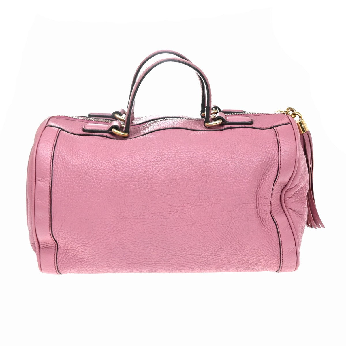 GUCCI GG Logo Soho Boston Hand Bag Tassel Leather Pink GHW Italy 72YJ128