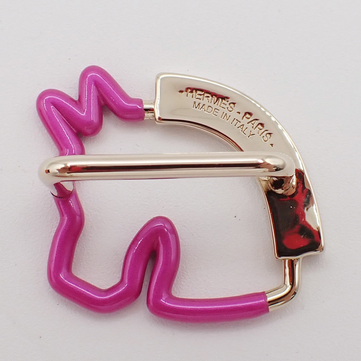 HERMES Logo Horse Cheval Neon Scarf Ring GHW Accessory 30LC611