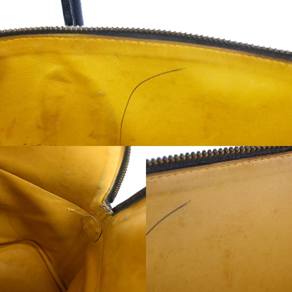 HERMES Bolide 37 2Way Shoulder Hand Bag Epsom Leather Black Yellow 310RC624