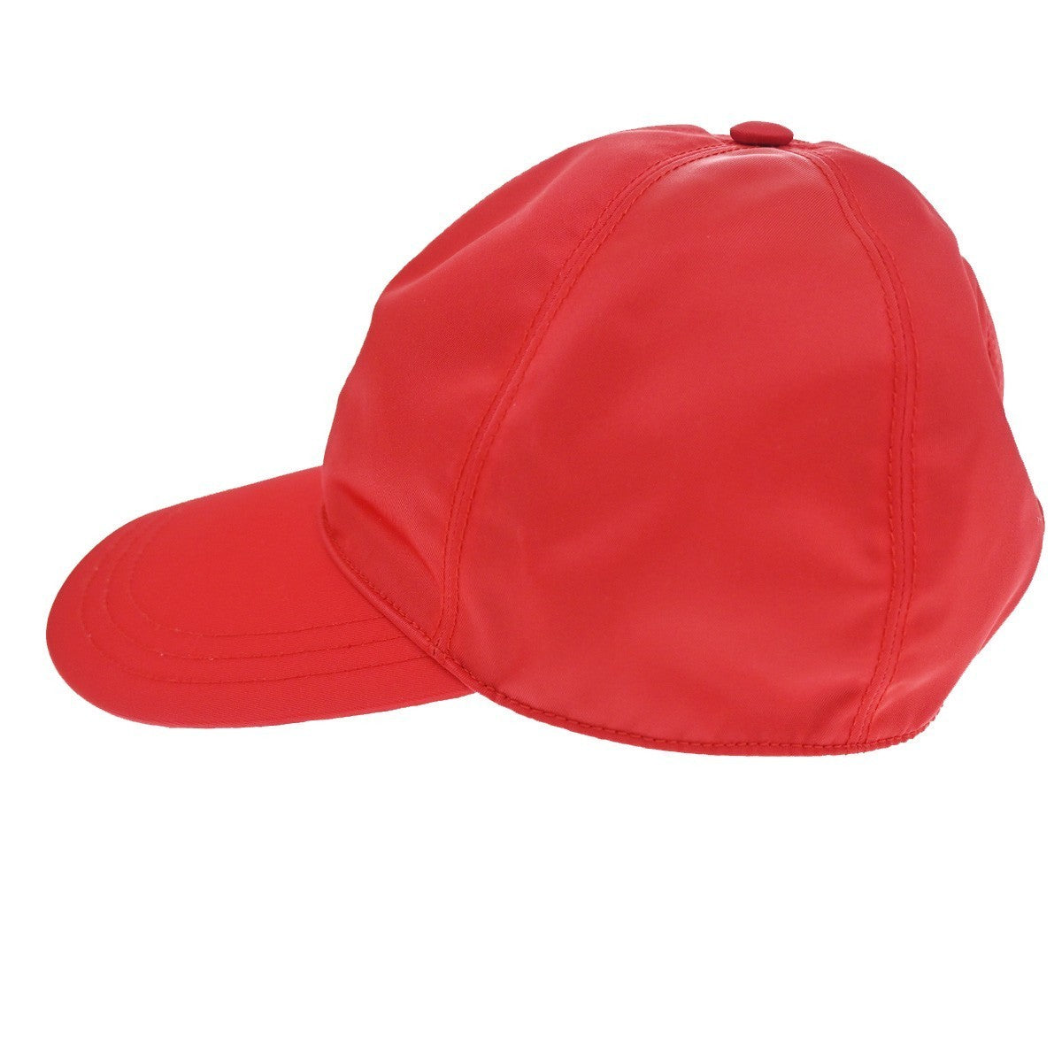 PRADA Plate Logo Baseball Cap #M 58 Re-Nylon leather Red 34RL618