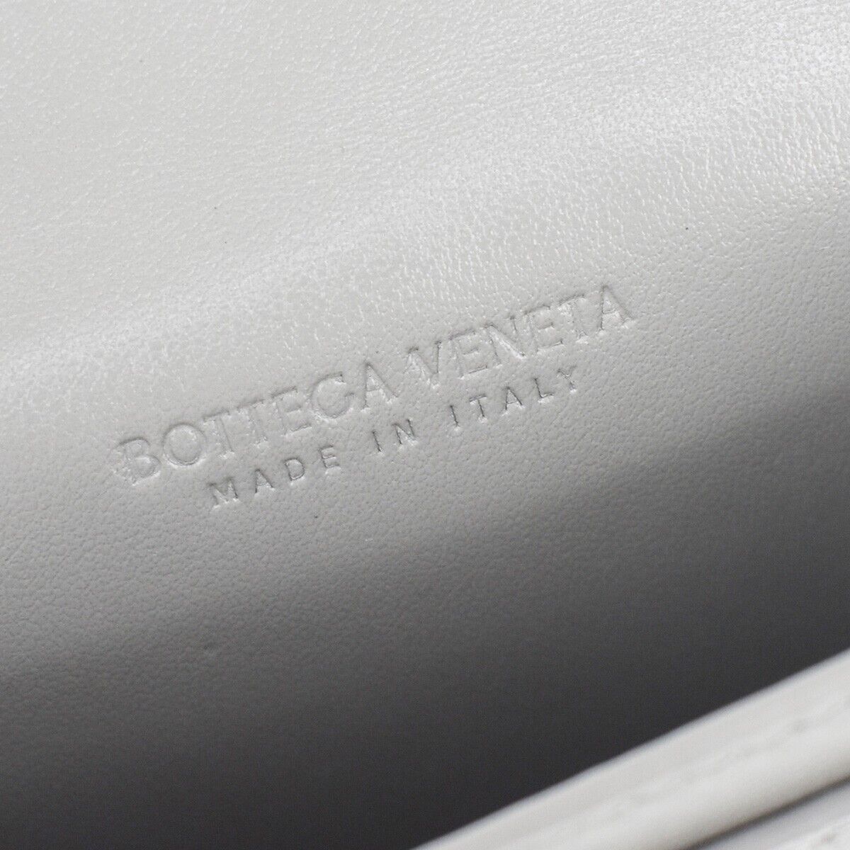 BOTTEGA VENETA Logo Intrecciato Bifold Card Case Leather Gray Italy 65RC264