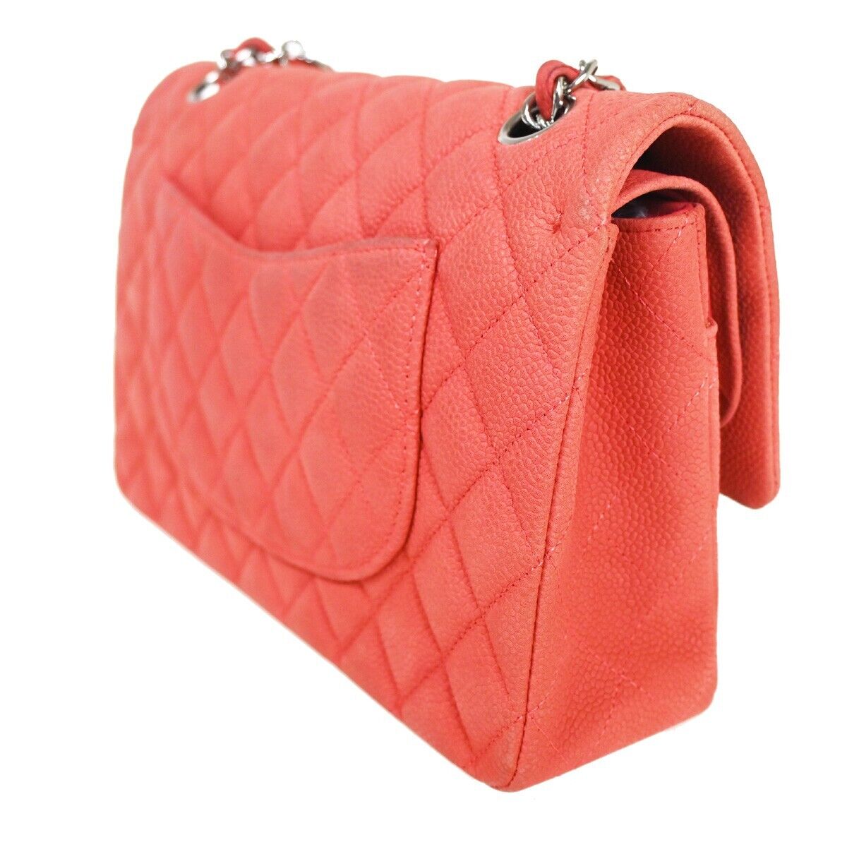 CHANEL CC Matelasse 25 Double Flap Chain Shoulder Bag Caviar Leather PK 227RH636