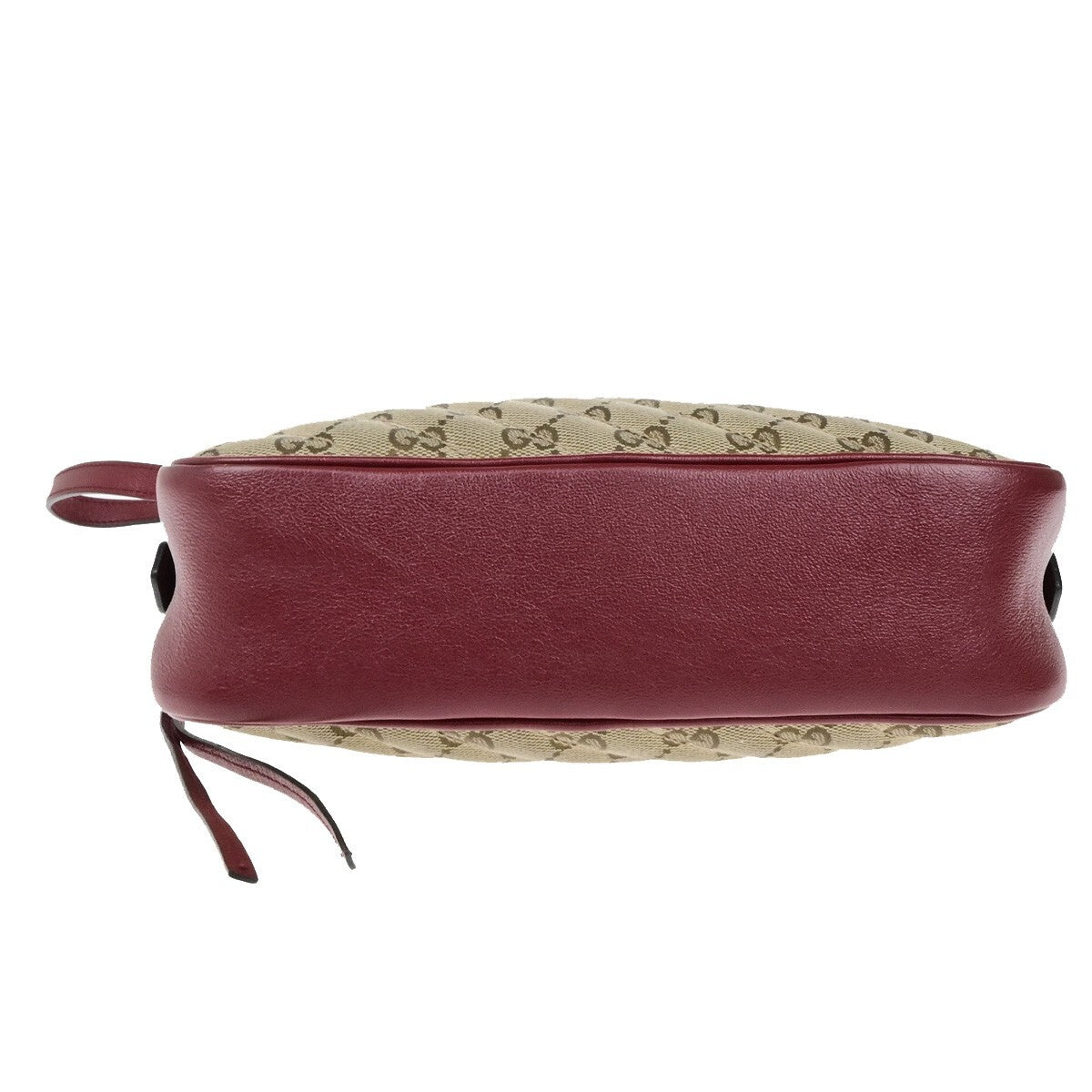 GUCCI Marmont GG Pattern Chain Shoulder Bag Canvas Leather Brown Red 600KB508