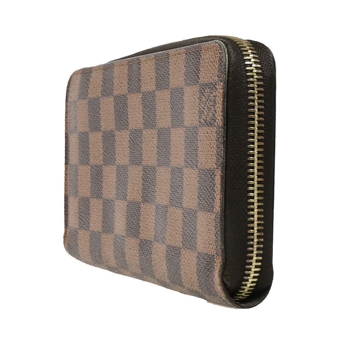 LOUIS VUITTON Zippy Wallet Long Bifold Purse Damier Leather Brown N60015 71EB896