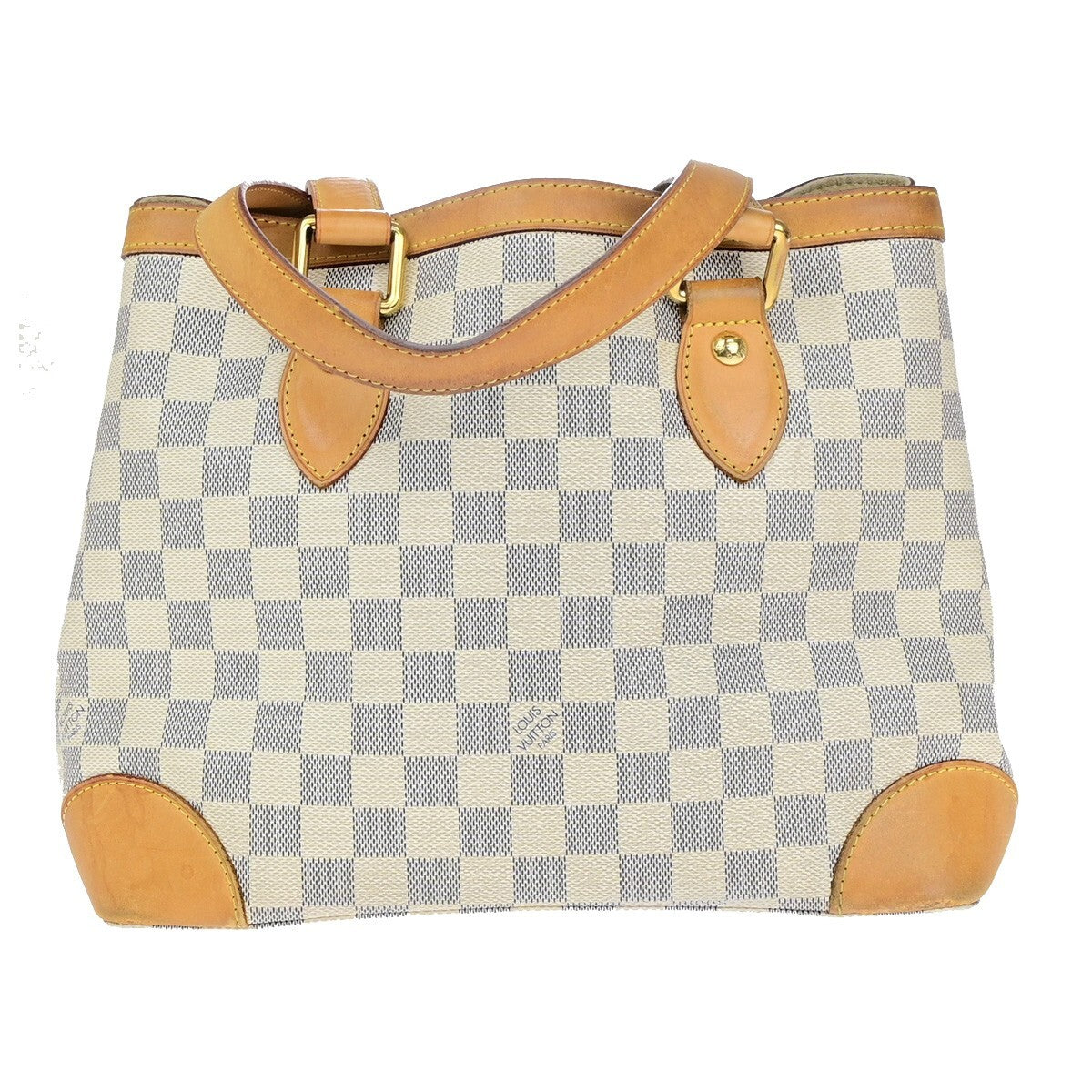 LOUIS VUITTON Hampstead PM Shoulder Bag Damier Azur Leather White N51207 82EC306