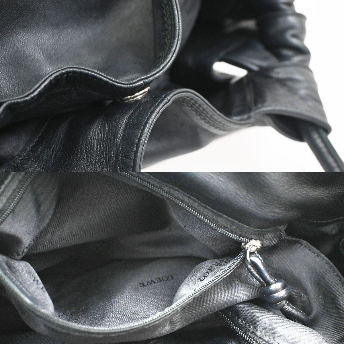 LOEWE ANAGRAM Logo Aire Handbag Nappa Leather Black SHW Spain 84CA580