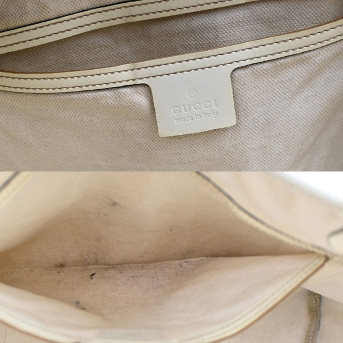GUCCI GG Pattern Shoulder Hand Bag Supreme Patent Leather White Brown 66CA482