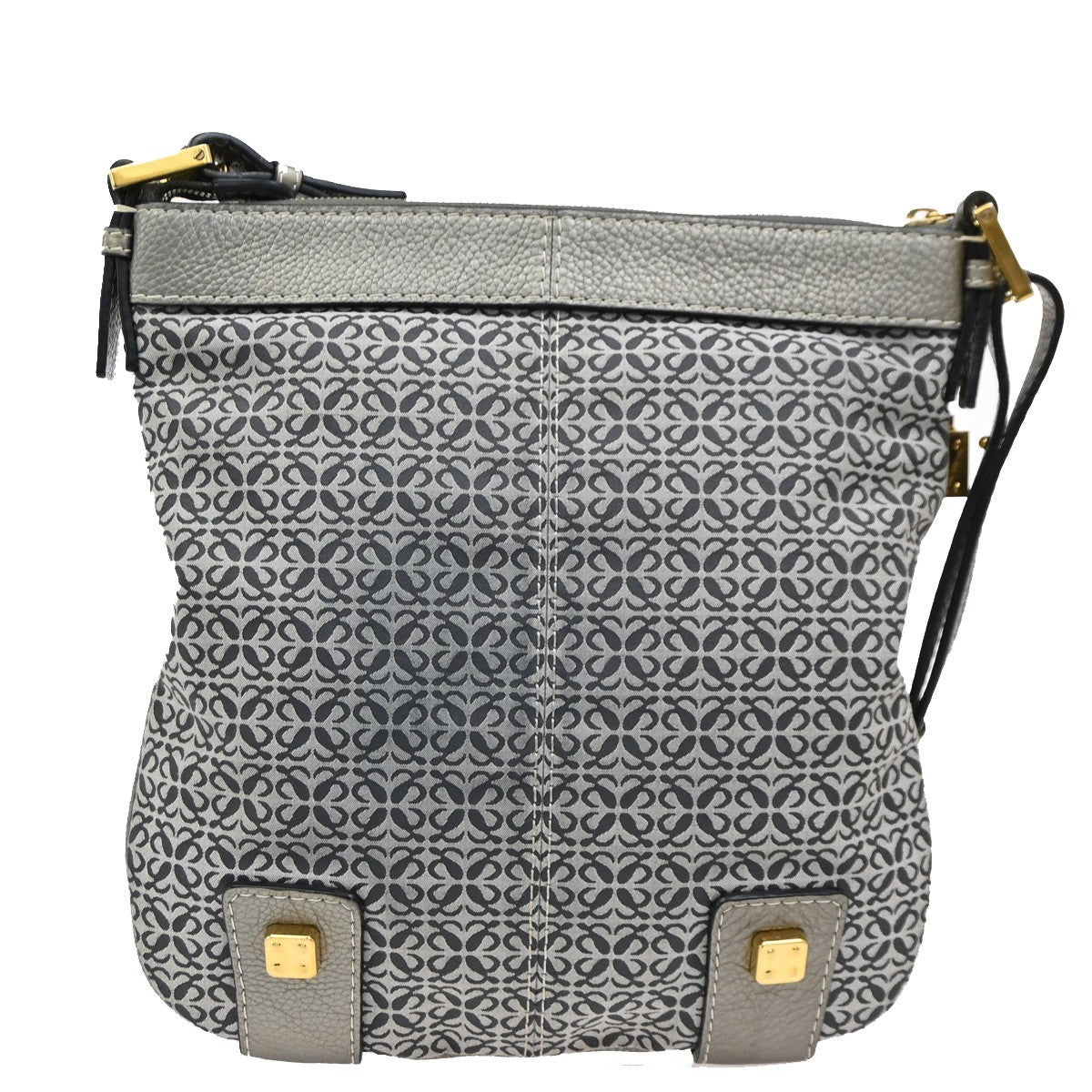 LOEWE Logo New Road Crossbody Shoulder Bag Canvas Leather Gray GHW 30KB767