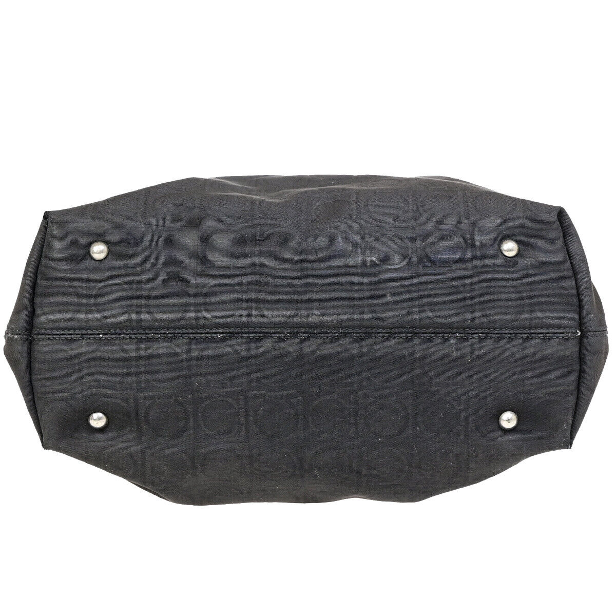 SALVATORE FERRAGAMO Gancini Shoulder Bag Canvas Leather Black SHW Italy 08YF512