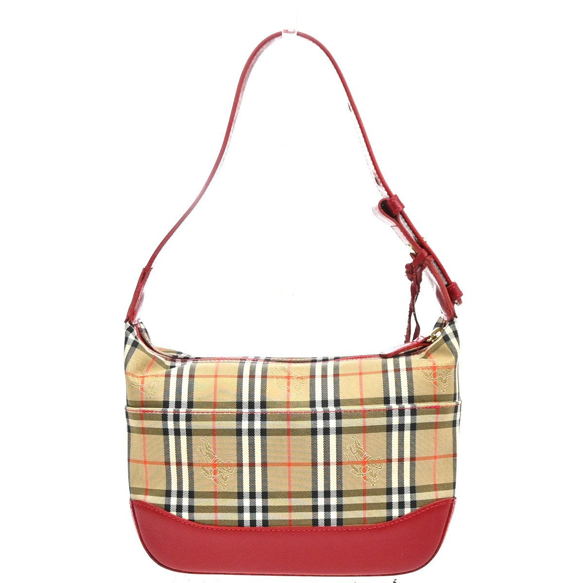 BURBERRY Logo Haymarket Check Shoulder Hand Bag Canvas Leather BE GHW 89RQ012