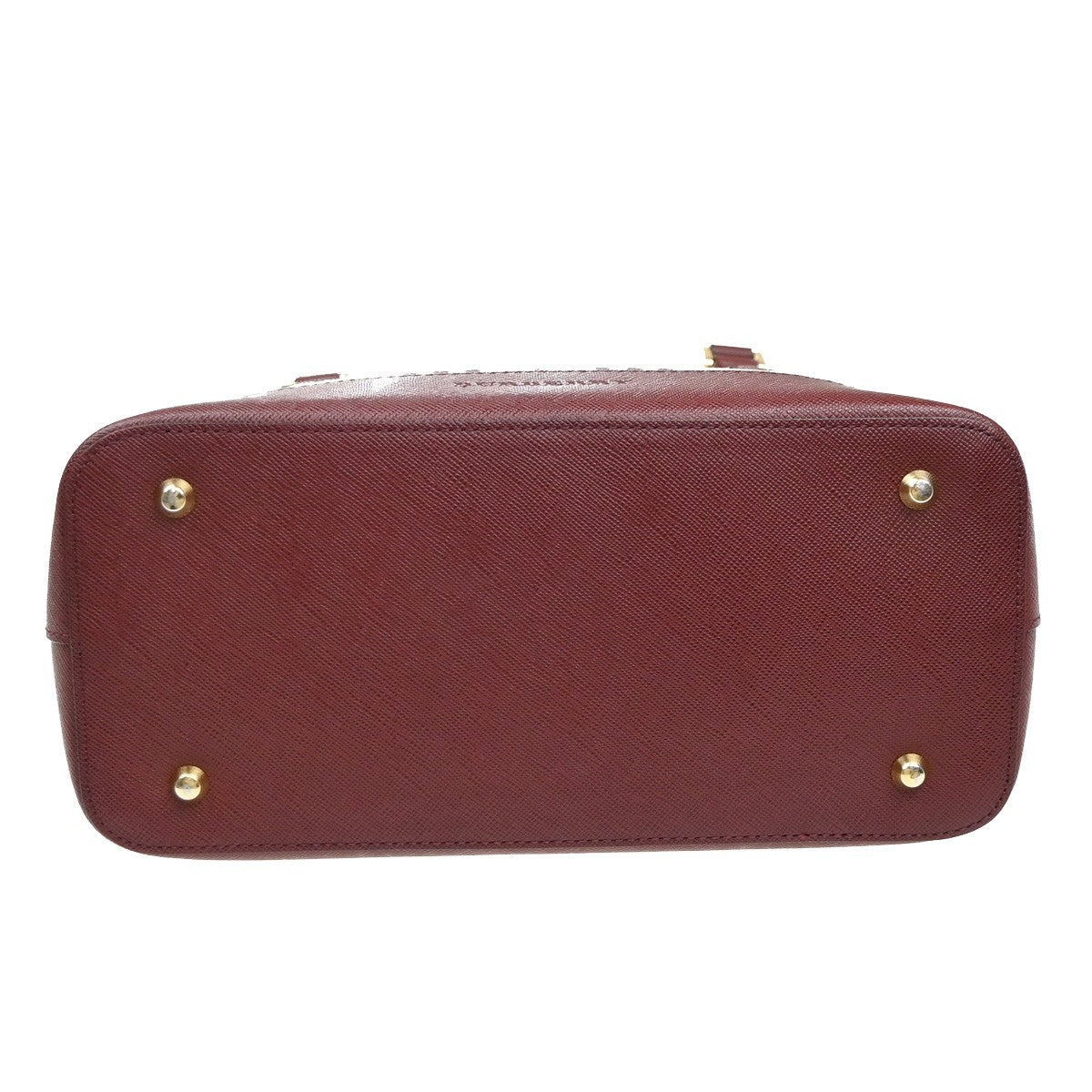 BURBERRY Logo Nova Check Hand Bag Canvas Leather Beige Red GHW 39RQ059