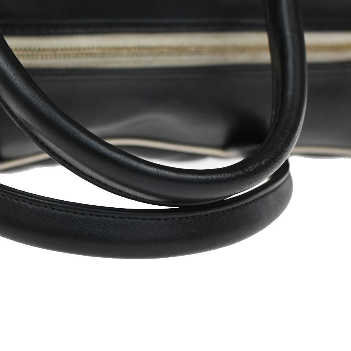 CHANEL Logo Matelasse Travel Boston Hand Bag Leather Black France 338RQ053