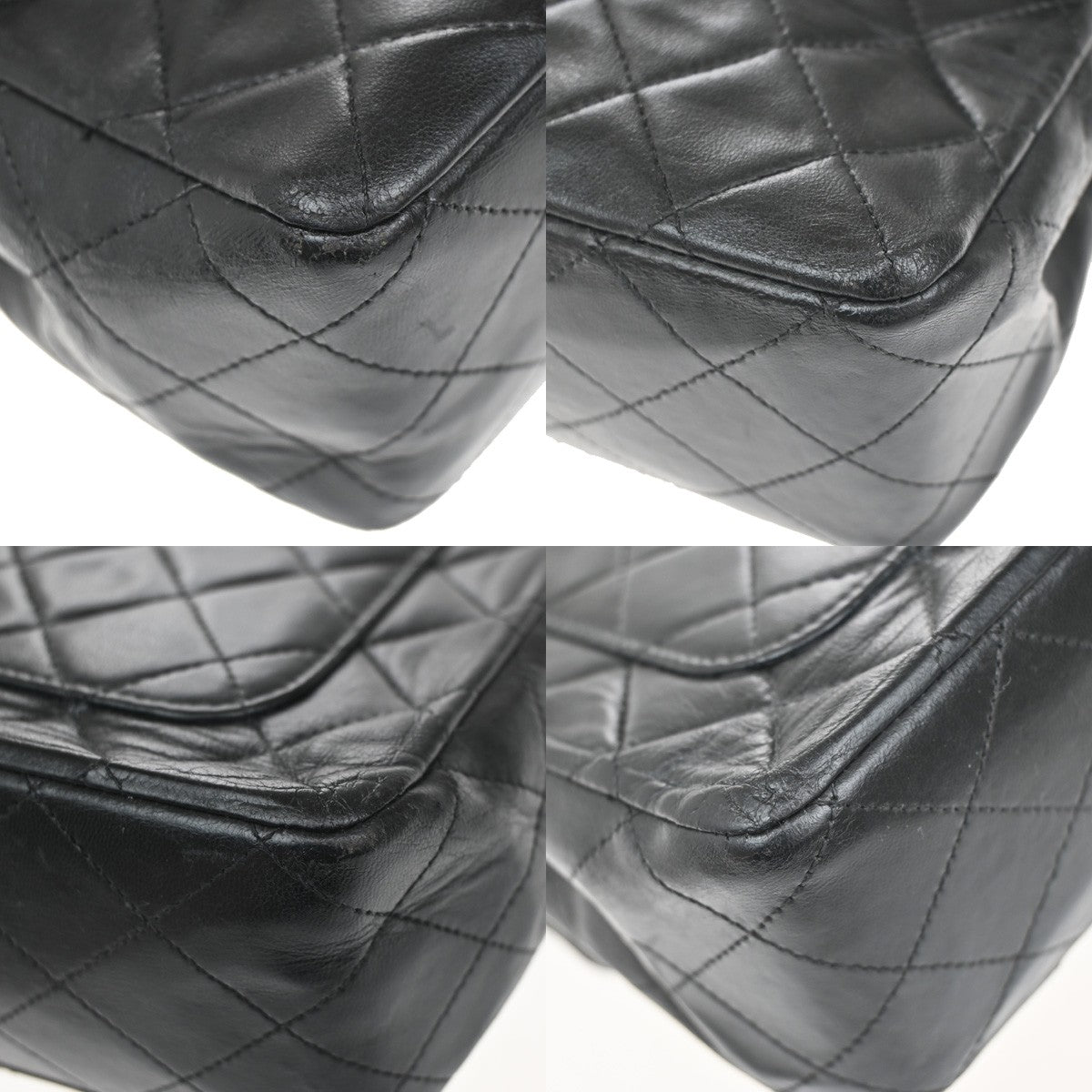 CHANEL CC Matelasse 25 Double Flap Chain Shoulder Bag Leather Black GHW 356RL110