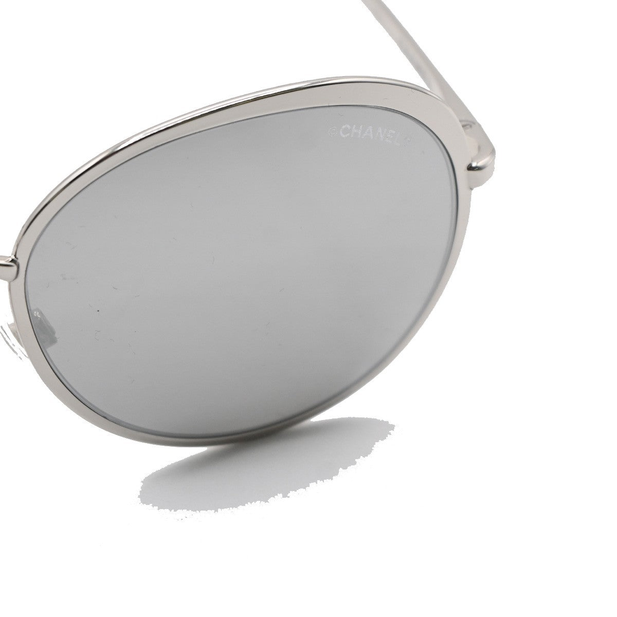 CHANEL CC Logo Sunglasses Eye Wear Mirror Lenz Plastic Metal Silver 4206 36RL592