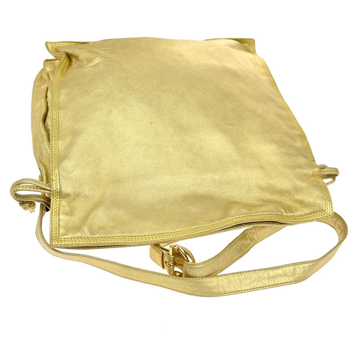 LOEWE LOGO Anagram Drawstring Crossbody Shoulder Bag Leather Gold GHW 38TA510