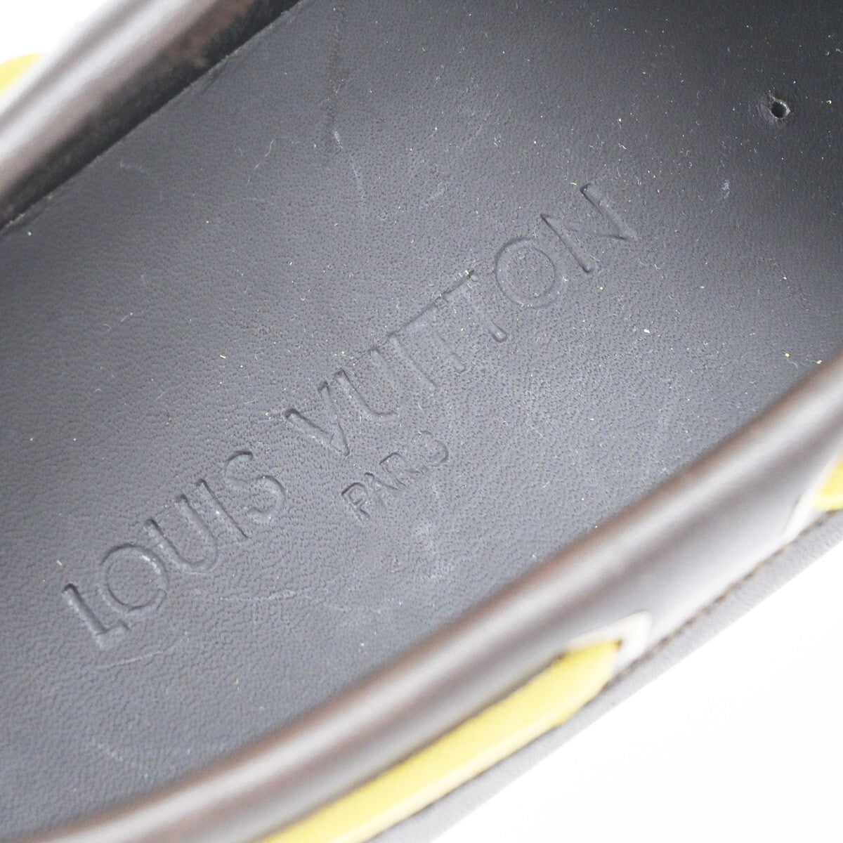 LOUIS VUITTON Logo Vuitton Cup Shoes Size 37  Leather Brown Yellow 88EE321