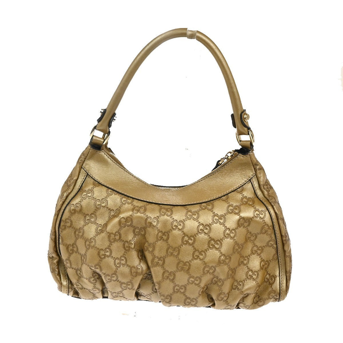 GUCCI Guccissima Abbey One Shoulder Hand Bag Embossing Leather Gold GHW  84TA490