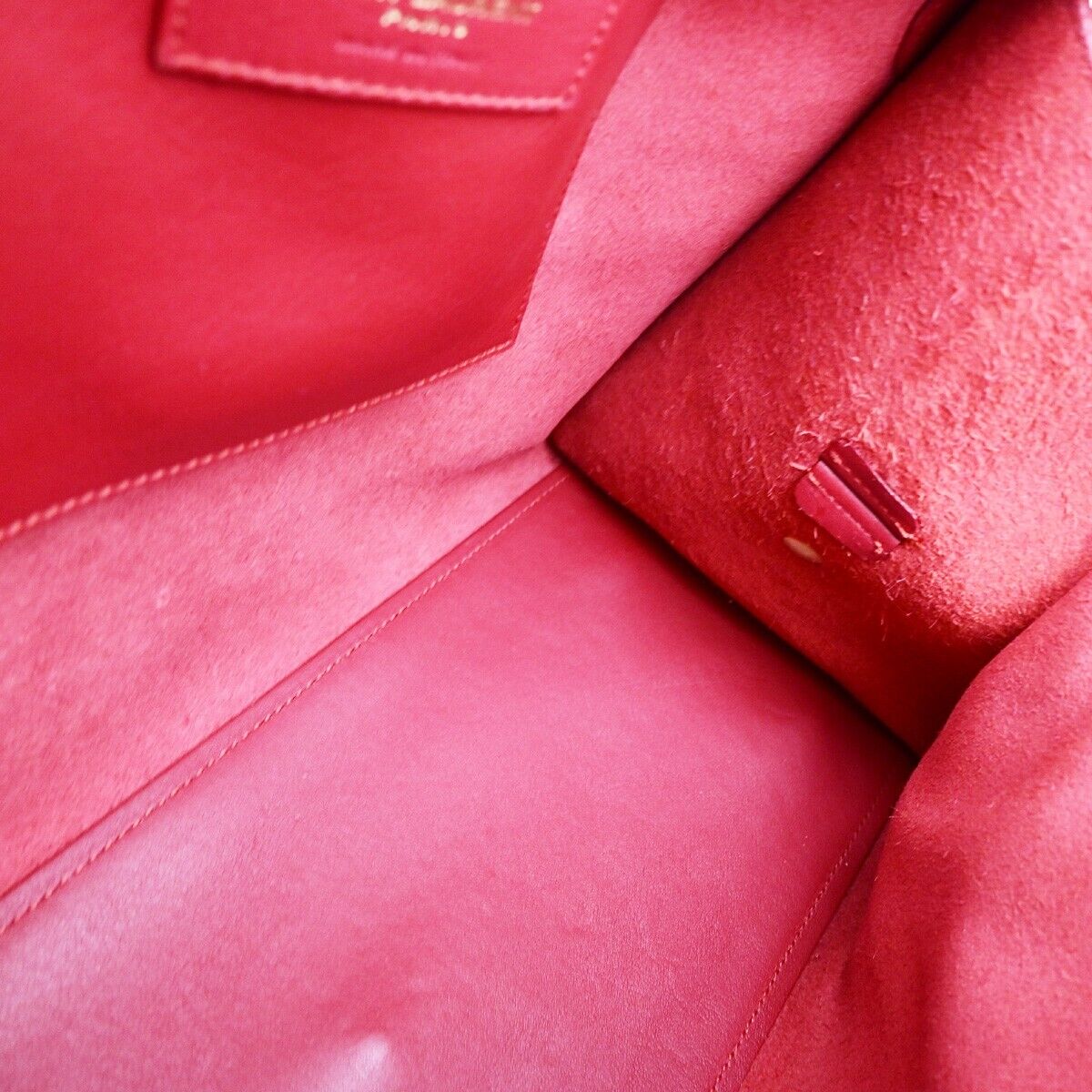 SAINT LAURENT YSL Logo Cabas 2 Way Hand Bag Leather Red GHW Italy 29EC867