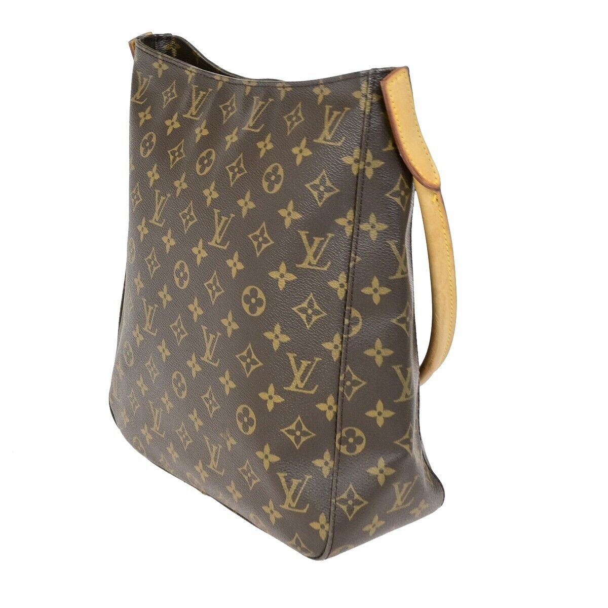 LOUIS VUITTON Logo Looping GM Shoulder Bag Monogram Leather Brown M51145 18FA754