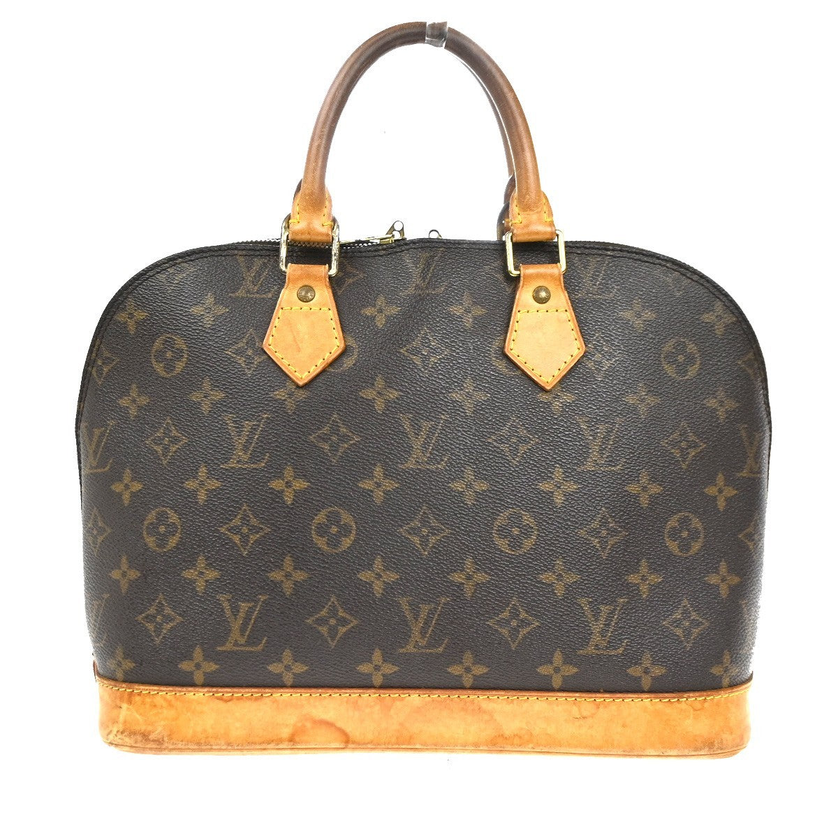 LOUIS VUITTON LV Logo Alma Hand Bag Monogram Leather Brown France M51130 36KC363