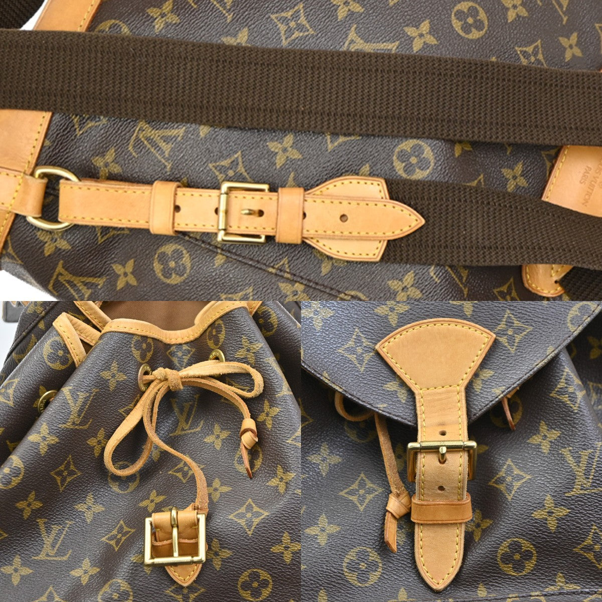 LOUIS VUITTON Montsouris GM Backpack Bag Monogram Leather Brown M51135 99PA036