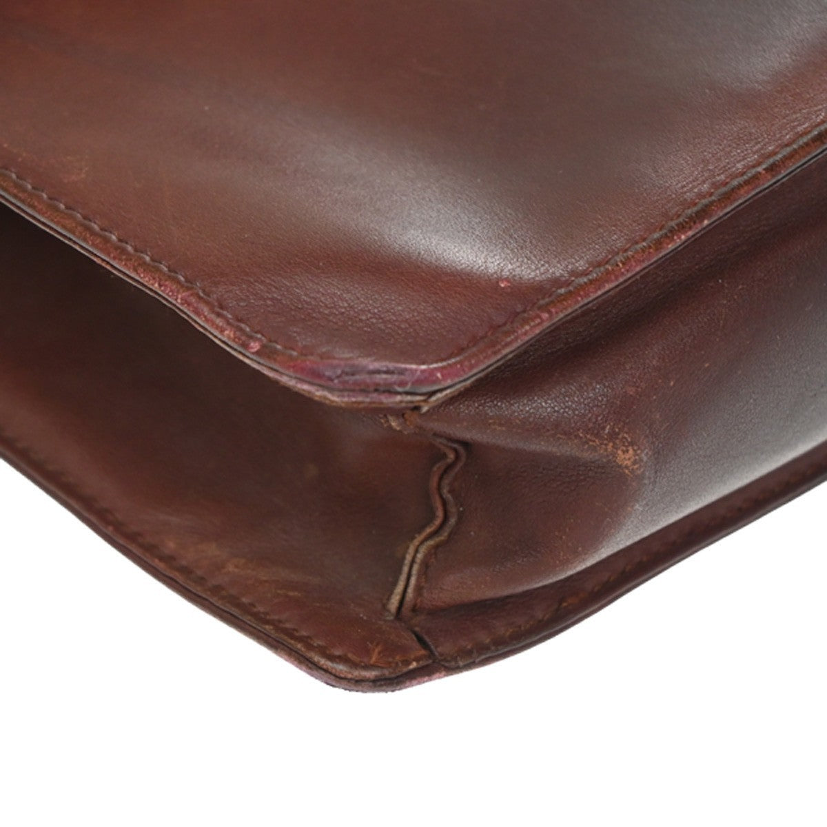 Cartier Logo Must Line 2set Clutch Hand Bag Leather Burgundy Red 07CA861