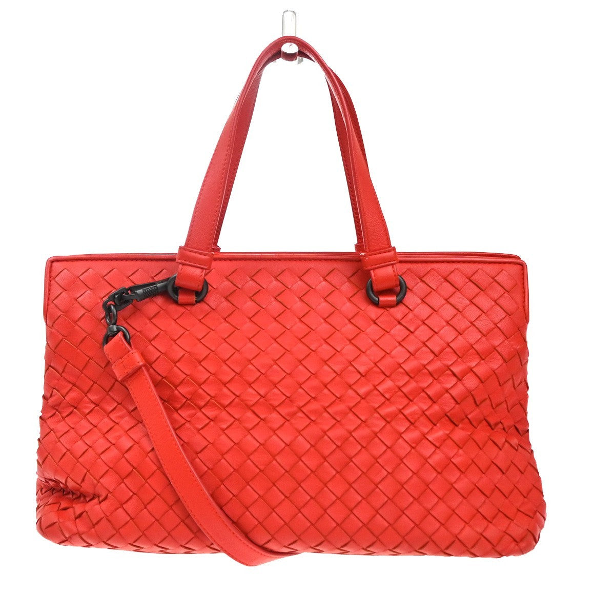 BOTTEGA VENETA Logo Intrecciato 2way Shoulder Hand Bag Leather Red Italy 93EG301