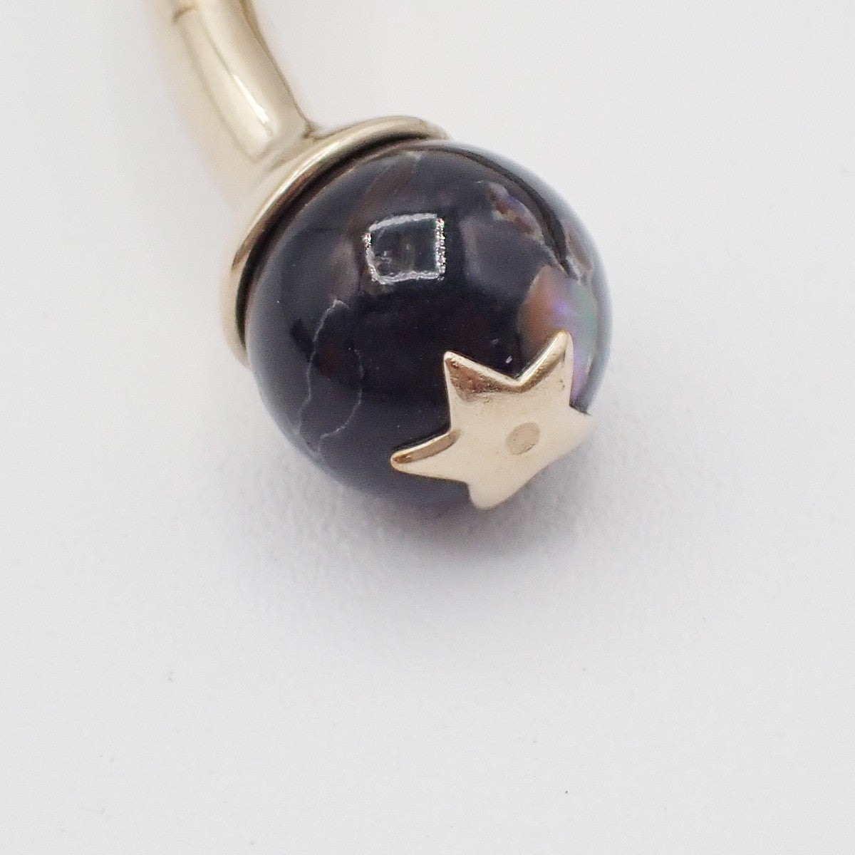 CHRISTIAN DIOR Logo Sphere Bangle Size S Black Enamel Gold 05KP448