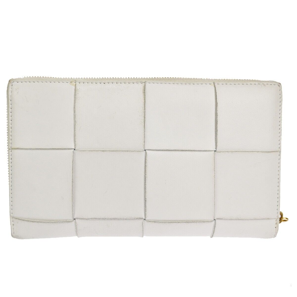 BOTTEGA VENETA Cassette Intrecciato long Wallet Purse Leather White 64SH377