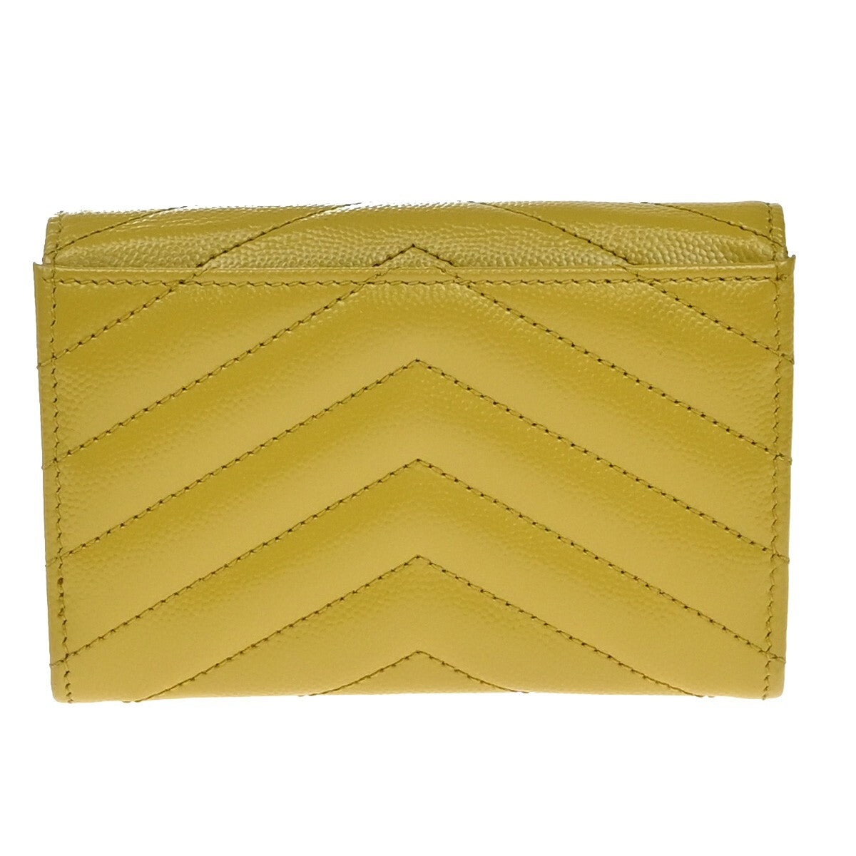 SAINT LAURENT YSL Logo Compact Bifold Wallet Leather Yellow GHW 85RF304