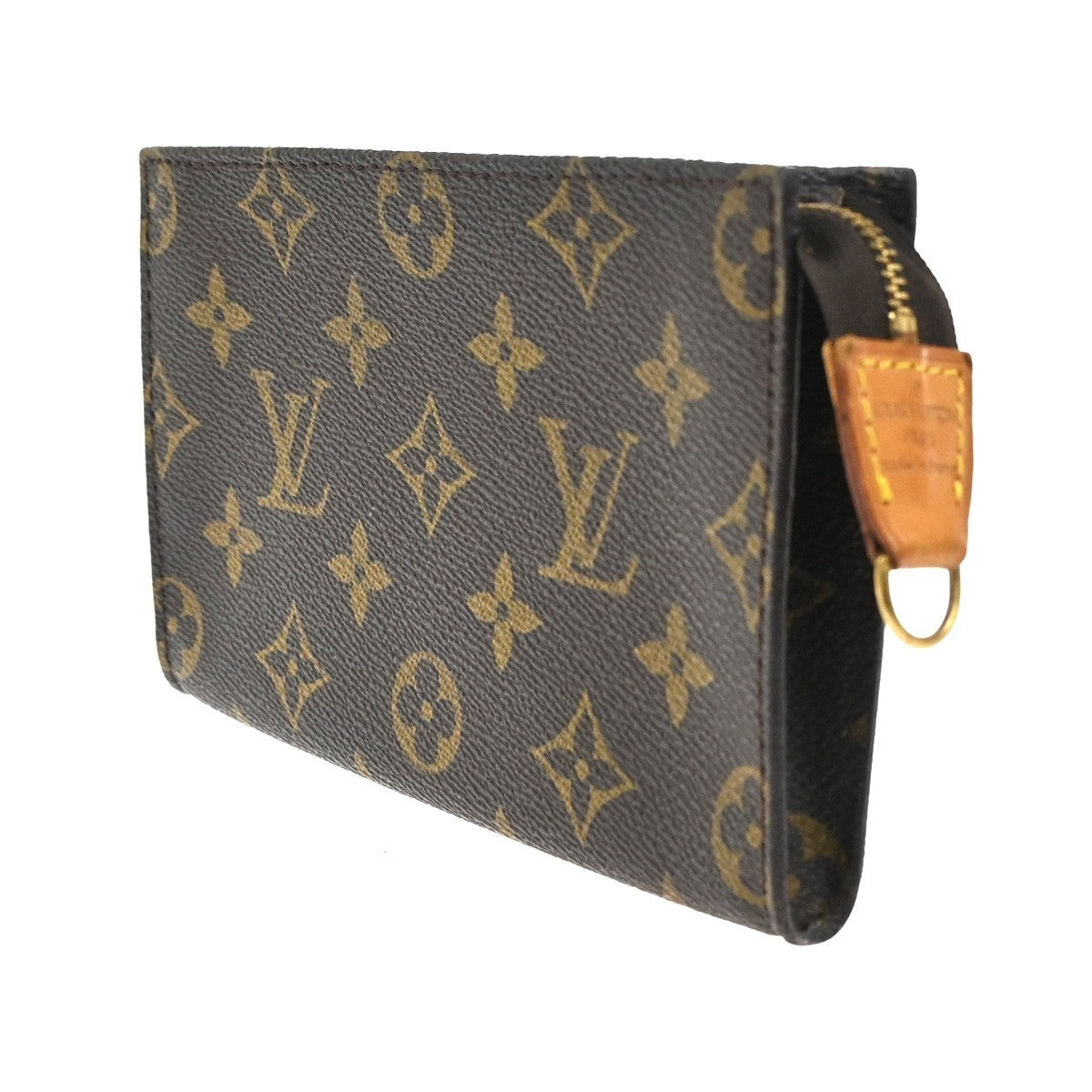 LOUIS VUITTON Logo BUCKET PM Pouch Bag Monogram Leather Brown France  05TA489