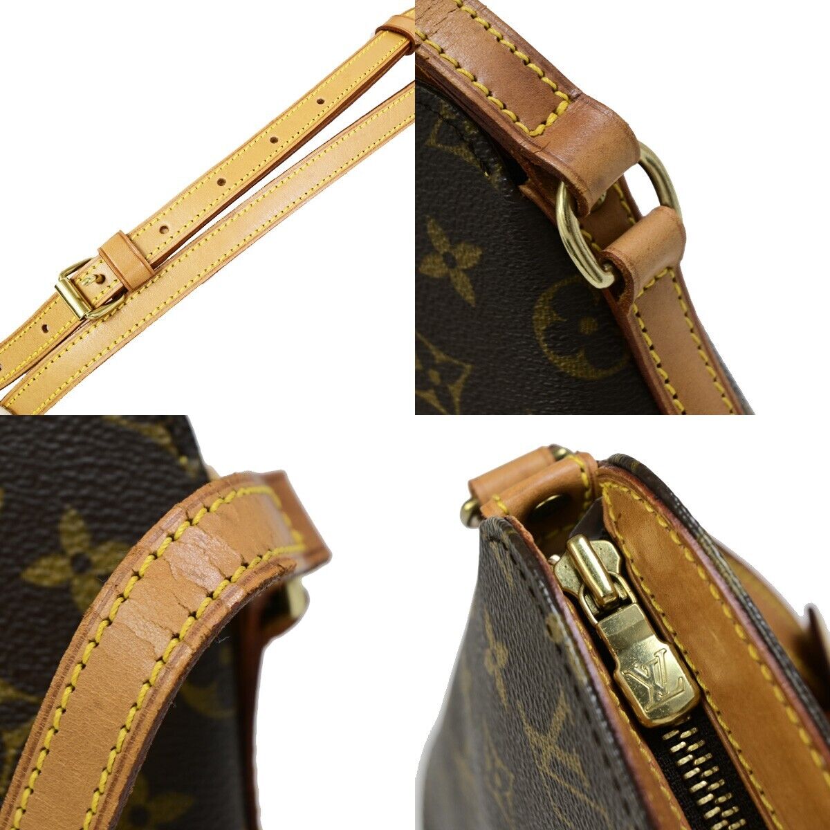 LOUIS VUITTON Logo Drouot Shoulder Bag Monogram Leather Brown GHW M51290 11EB599