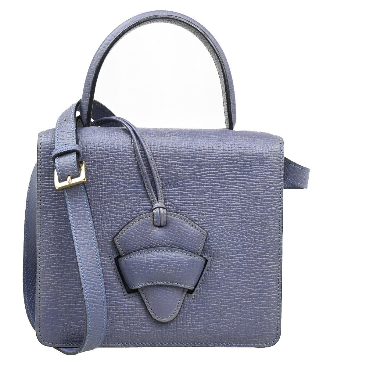 LOEWE Logo Barcelona 2Way Shoulder Bag Embossing Leather Purple GHW 16RL508