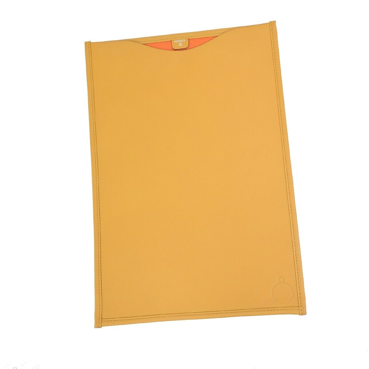 HERMES Logo Envelopes Clutch Hand Bag Leather Canvas Brown 04kA517