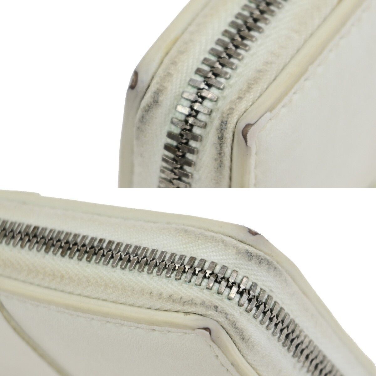 BOTTEGA VENETA Cassette Intrecciato Long Zipper Wallet Leather White 66EC242