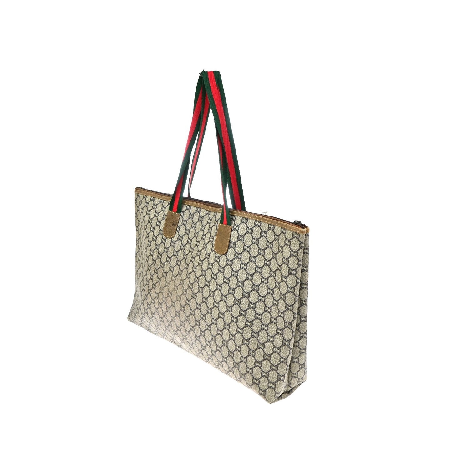 GUCCI PLUS GG Pattern Sherry Shoulder Tote Bag PVC Leather Brown Italy 61KD145