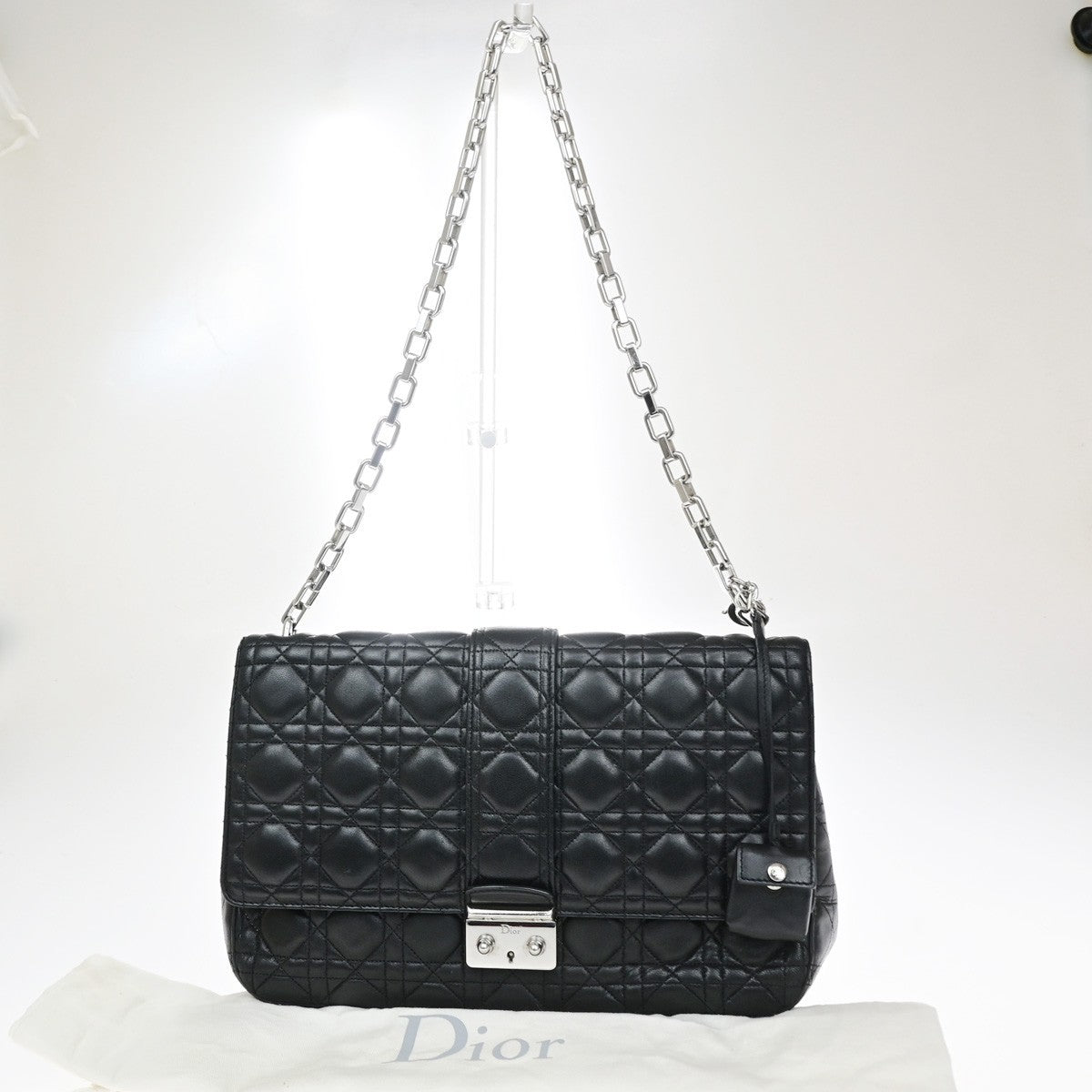 CHRISTIAN DIOR Miss Dior Chain Shoulder Bag Leather Black SHW 667RQ086