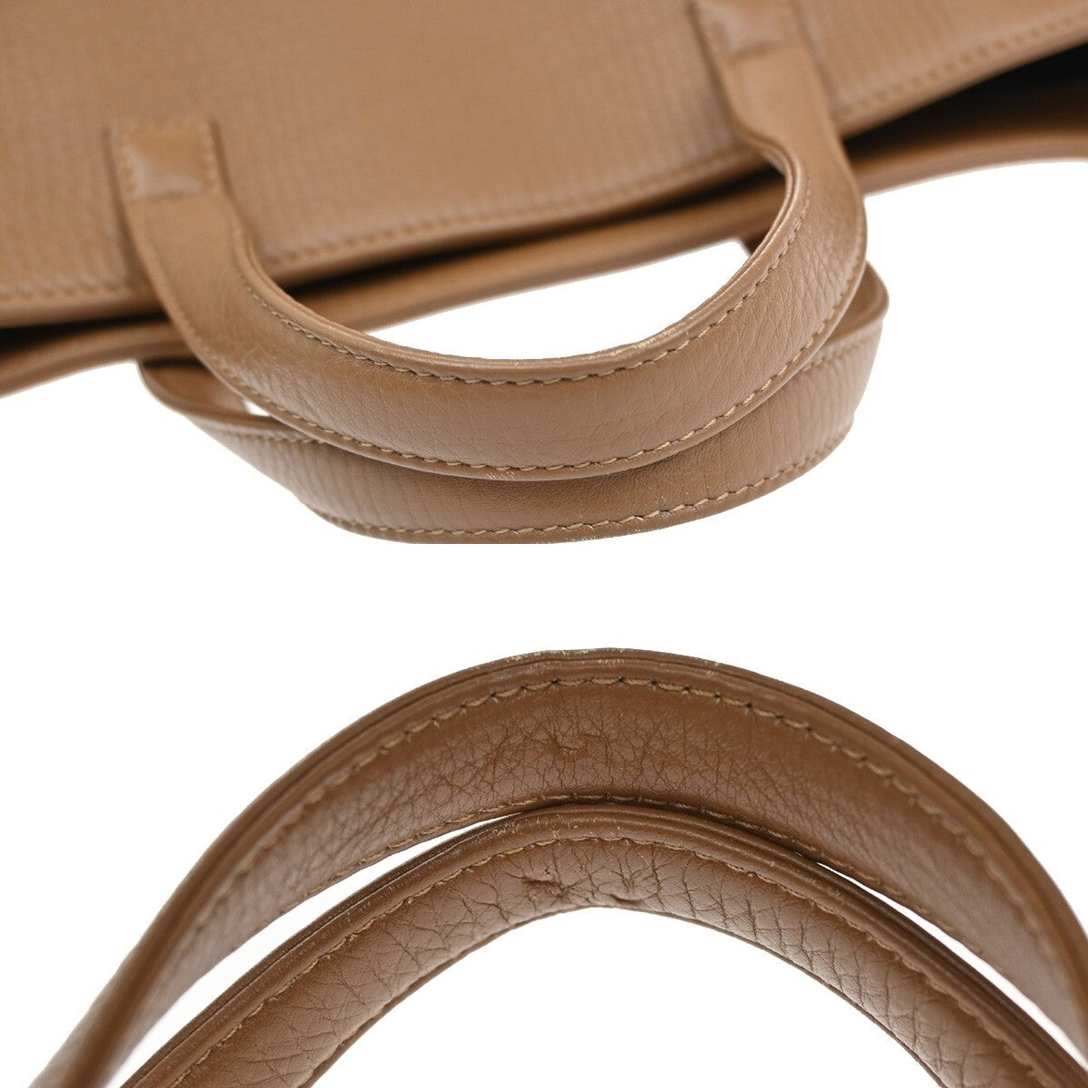 BVLGARI Logo S.Bulgari Large Tote Hand Bag Leather Brown Italy 30FB717