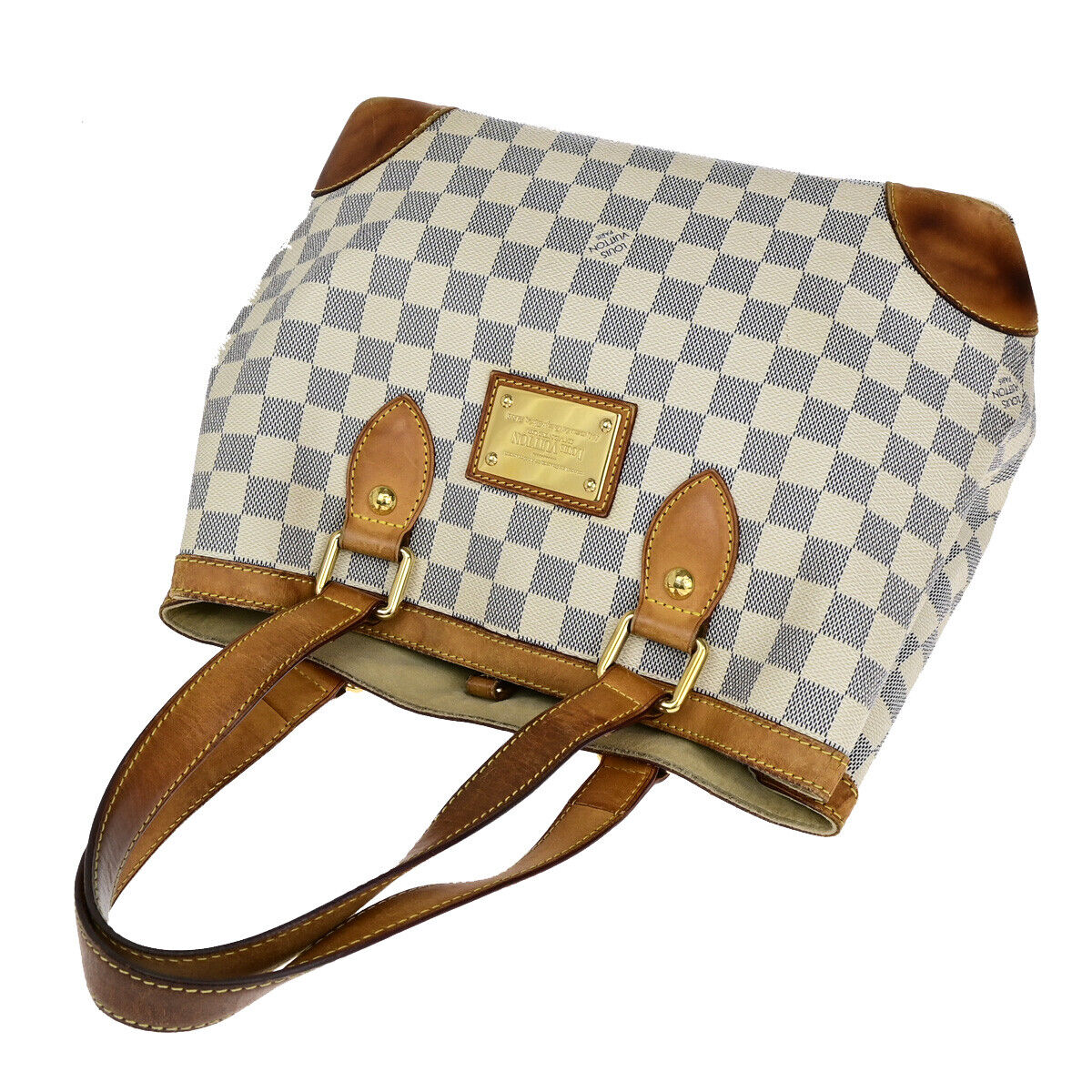 LOUIS VUITTON Hampstead PM Shoulder Bag Damier Azur Leather White N51207 87YF011