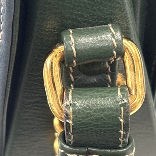 LOEWE Velazquez Logo Shoulder Bag Suede Leather Green Blue GHW Spain 97MA549