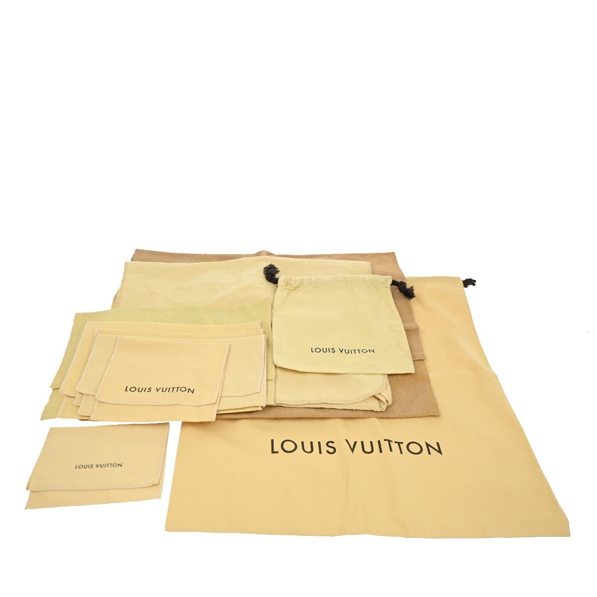 38.Live LOUIS VUITTON Logo 10 Set Dust Bag Canvas Cotton Beige Brown 08KC102