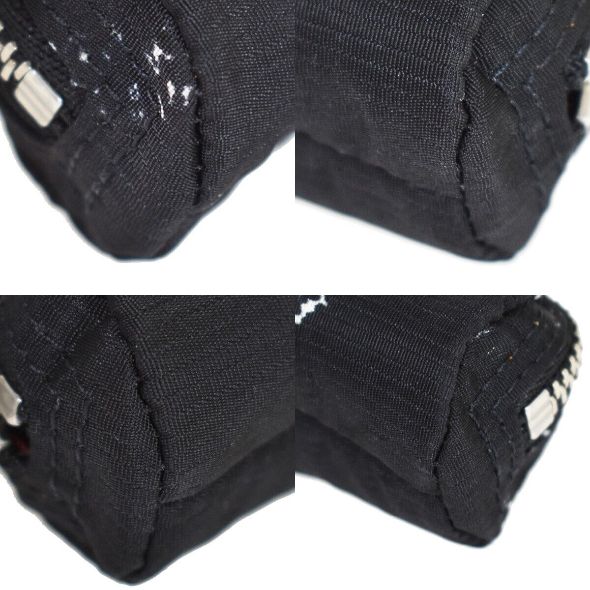 CHANEL CC Logo Travel Line Pen Case Pouch Nylon Black Silver France 05RH704