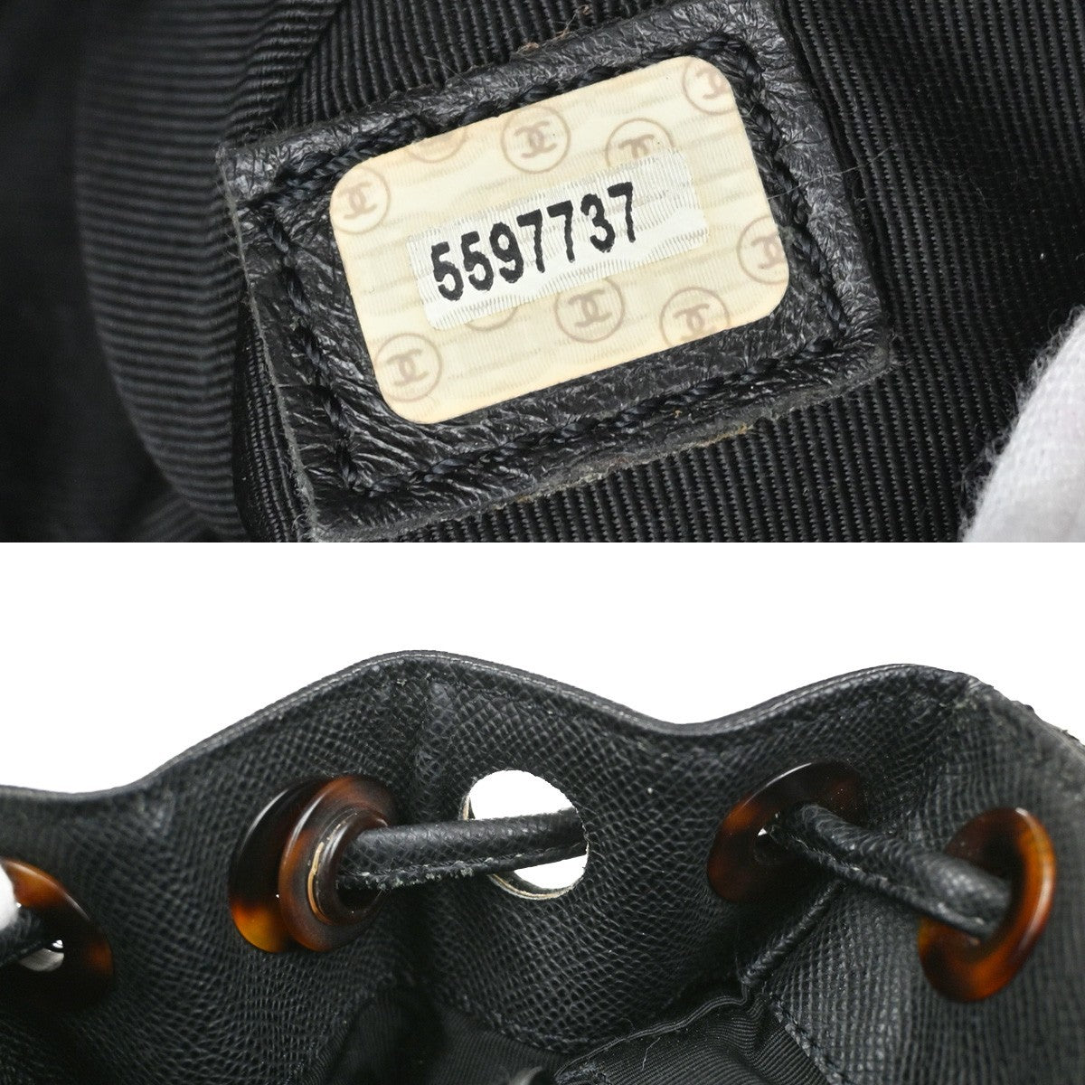 CHANEL CC Logo Backpack Bag Leather Plastic Black GHW Italy Vintage 620RF612