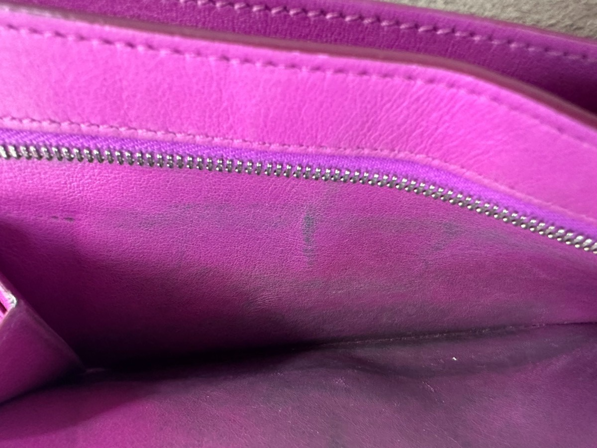 CELINE Logo Strap Bifold Long Wallet Purse Leather Pink Gray Italy SHW 02KD009