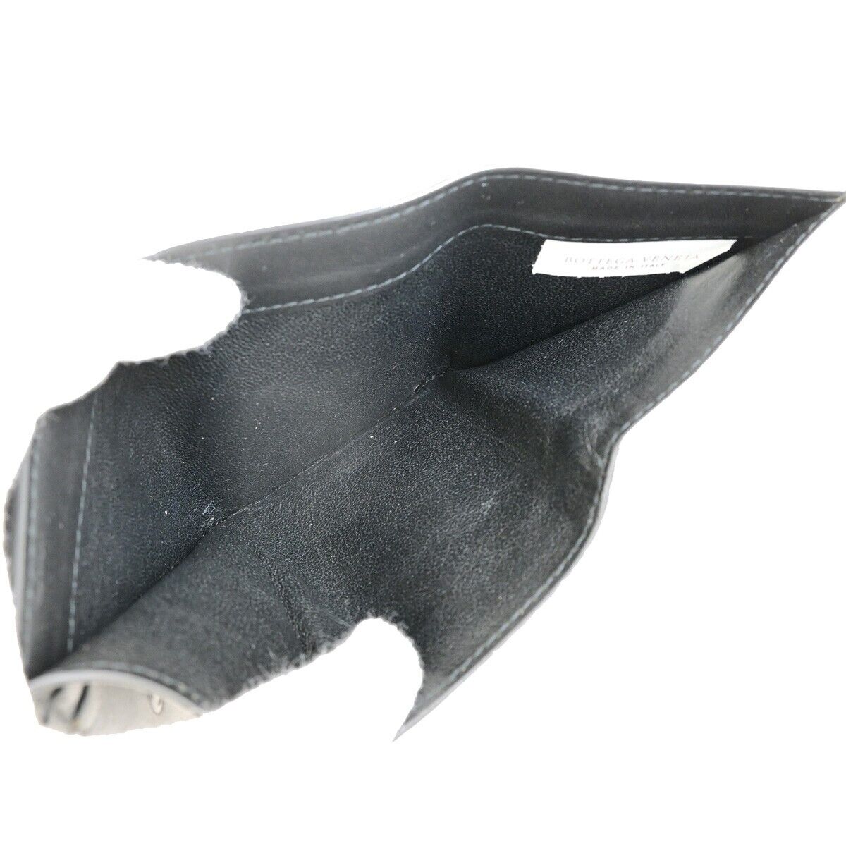 BOTTEGA VENETA INTRECCIATO Trifold Wallet Purse Leather Black Italy 31FB313