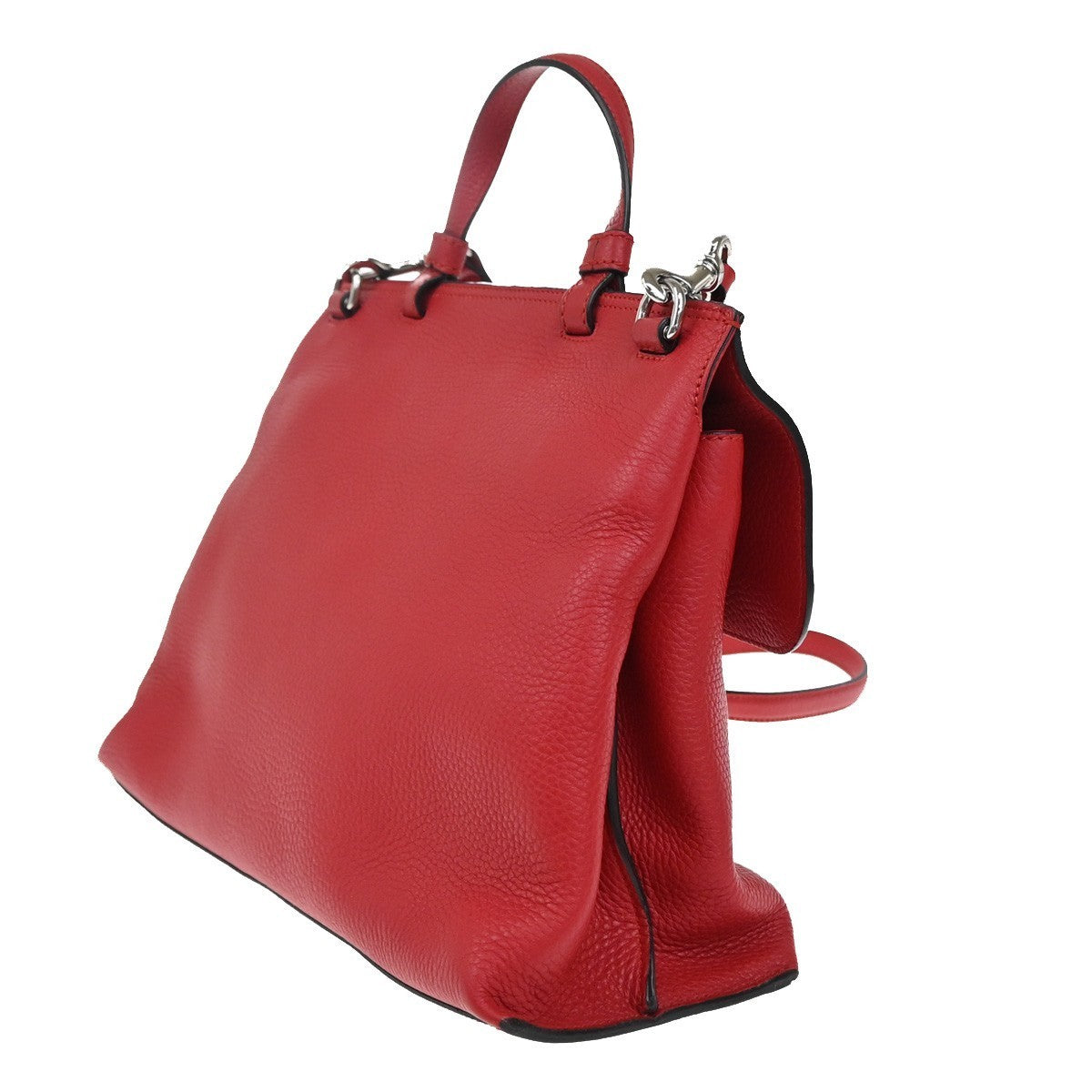 GUCCI GG Logo Daily 2Way Shoulder Hand Bag Bamboo Leather Red 74KP010