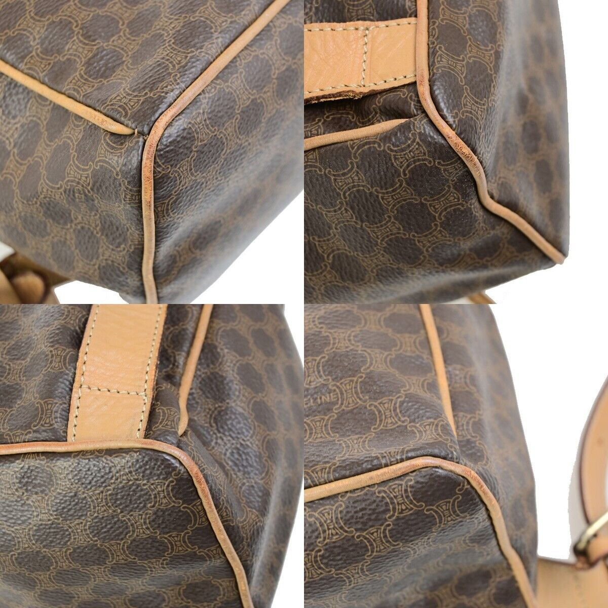 CELINE Logo Macadam Pattern Backpack Bag PVC Leather Brown GHW 67EC951