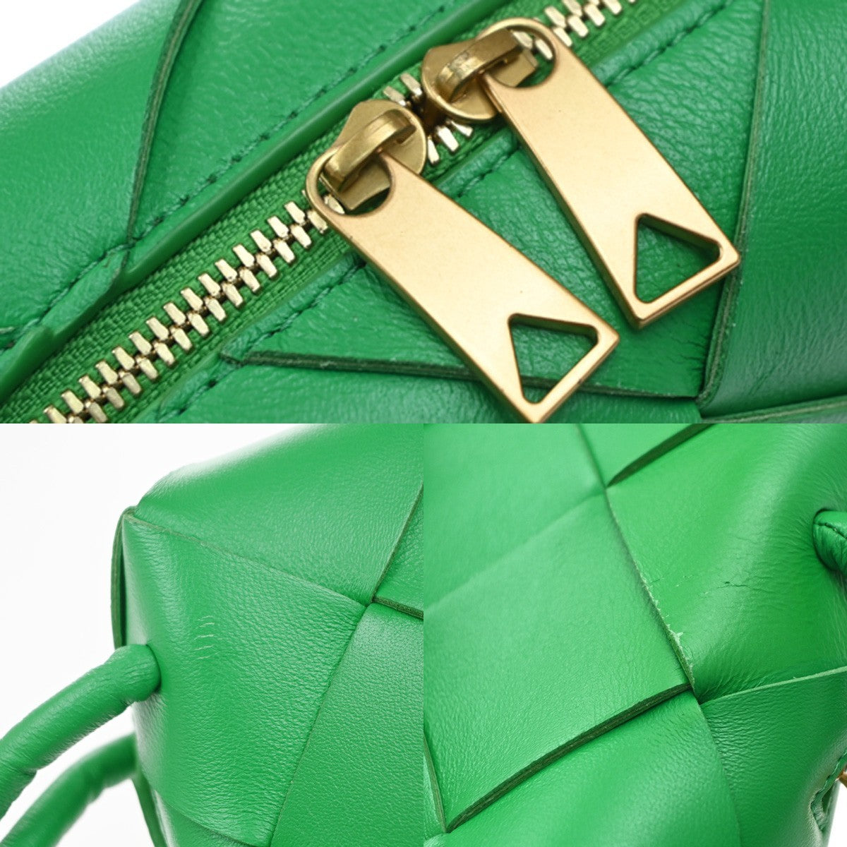 BOTTEGA VENETA Cassette Intrecciato Mini Shoulder Bag Leather Green GHW 27RP093