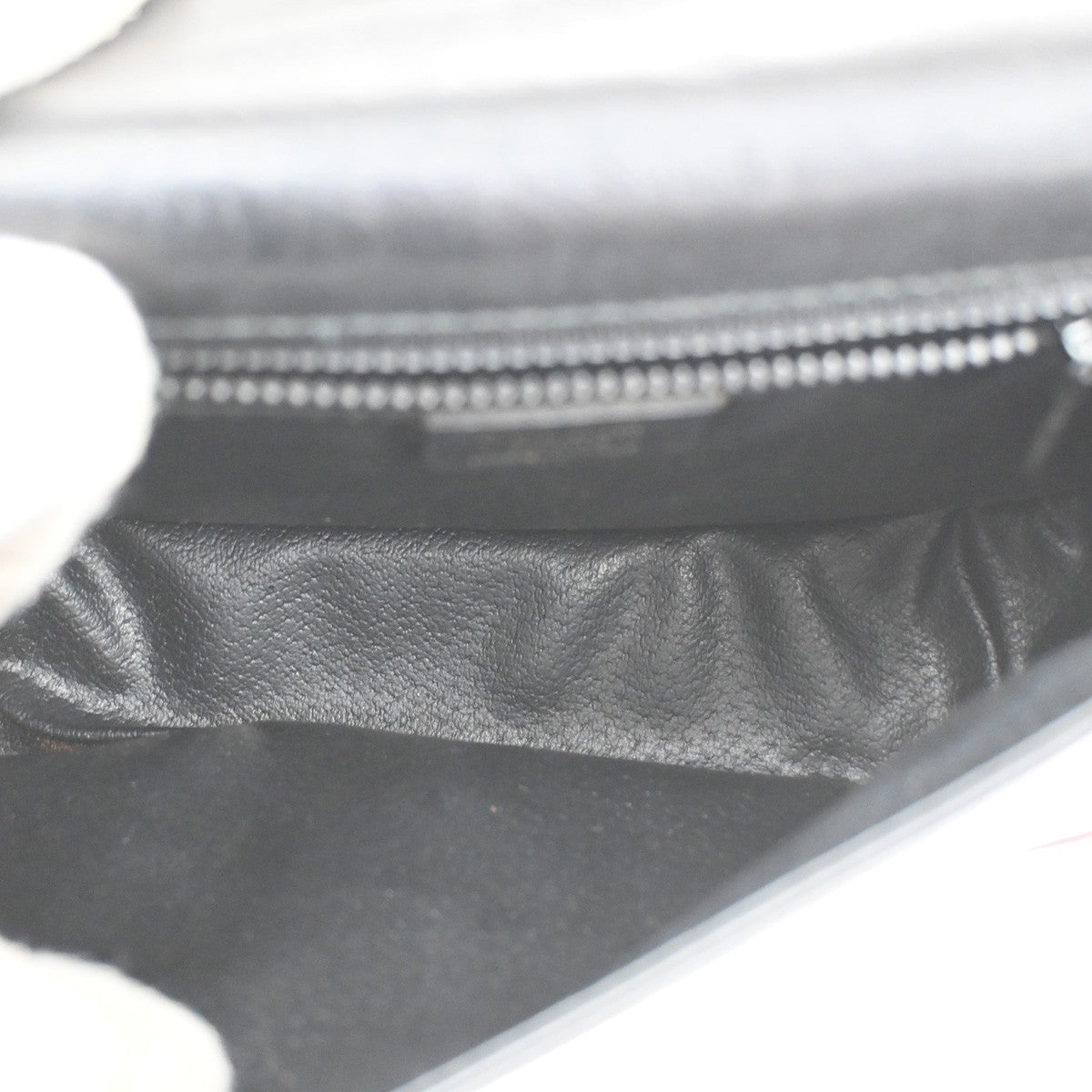CELINE Ring Logo Shoulder Bag Leather Black Italy GHW 67CA399